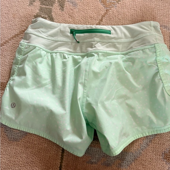 Lululemon Mint Green and White Polka Dot Athletic Shorts - Picture 3 of 4